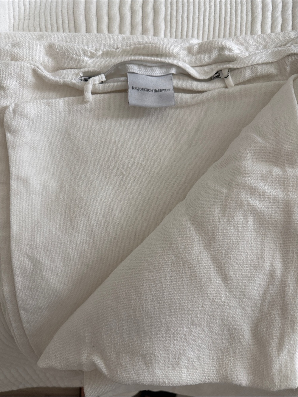Restoration Hardware Soft Ivory Linen Pillow Cover with Hidden Closure